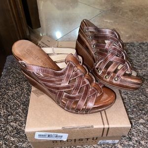 BED STU Josie tan rustic wedge sandals